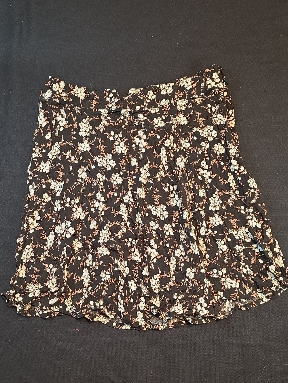 Floral A-Line Skirt in Black and Cream AL 012